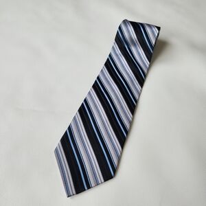 Joseph & Feiss Elegant Striped Men's Silk Tie - Black, Blue, Silver
